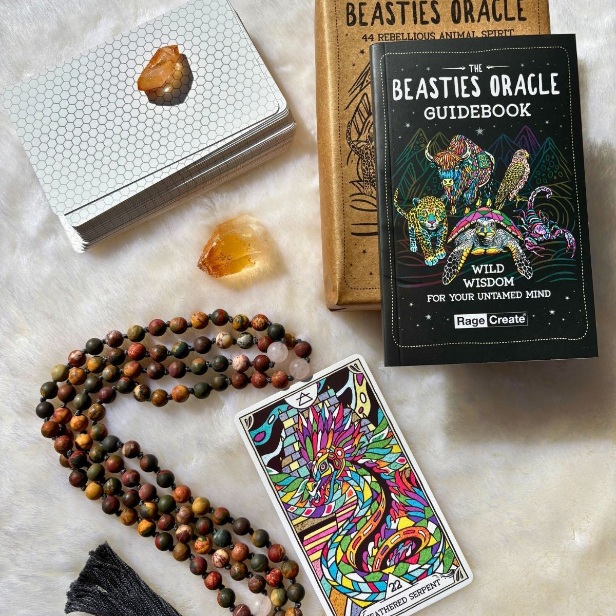 The Forest Moon Mala (1 of 1) + Beasties Oracle Deck