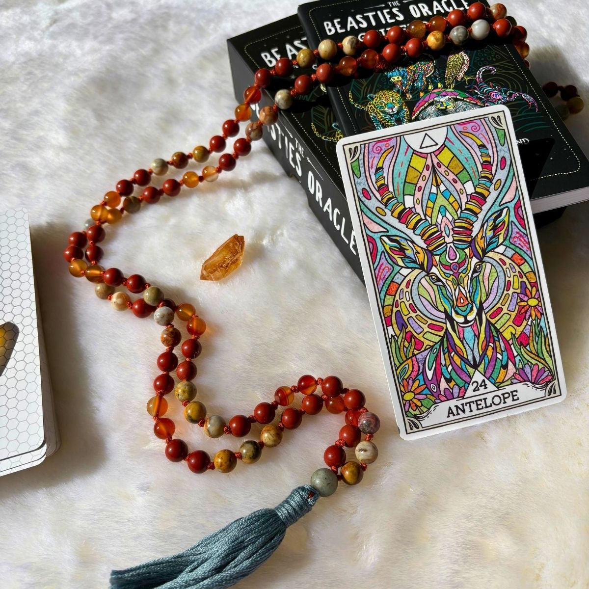 The Abundance Mala (1 of 1)+ Beasties Oracle Deck