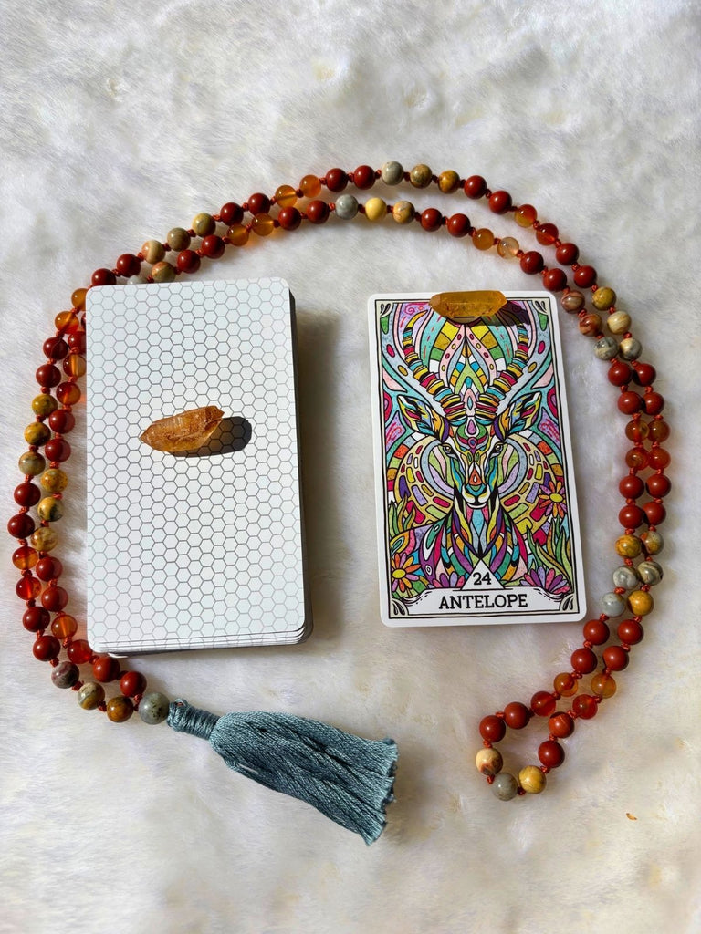 The Abundance Mala (1 of 1)+ Beasties Oracle Deck