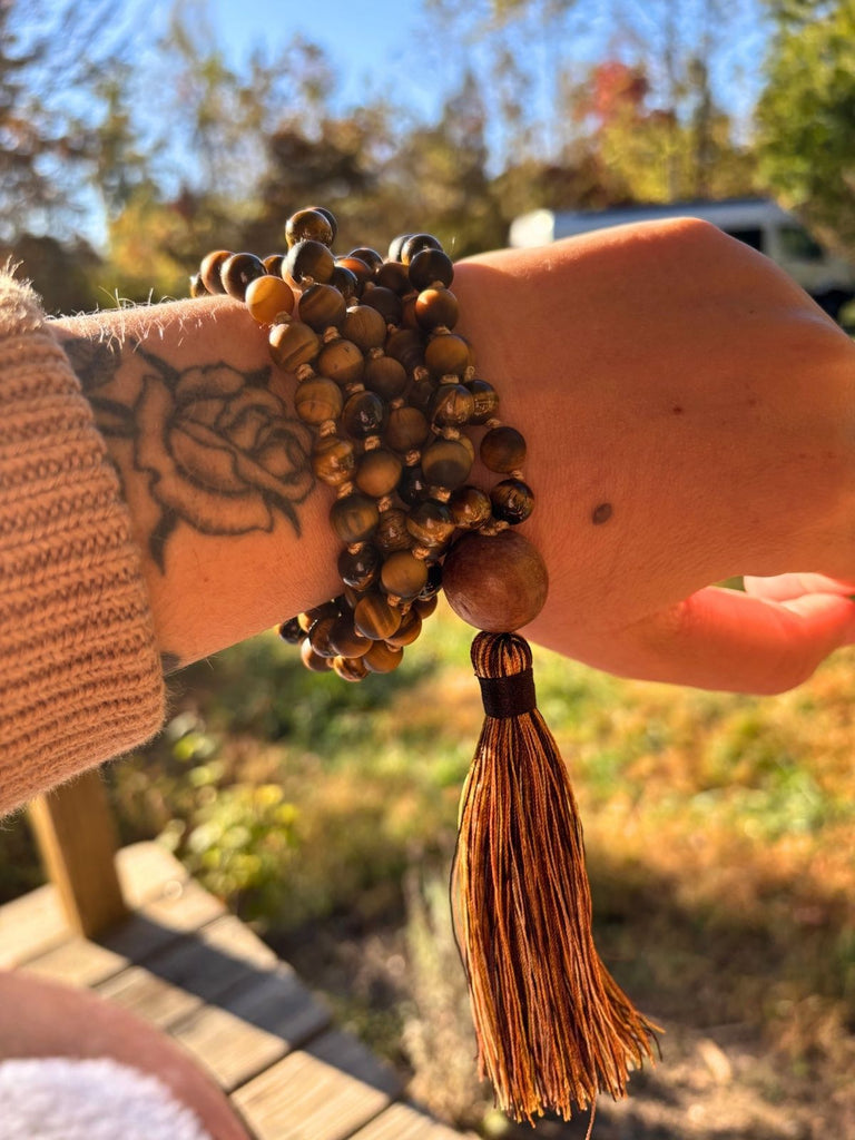 The Eye of the Tiger Mala (1 of 1) + Beasties Oracle Deck
