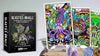 The Beasties Oracle tarot box with colorful animal spirit cards fanned out, featuring a vibrant purple squid and patterned ape card, alongside polished crystals on a natural wood surface.