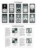 Ten tarot-style oracle cards arranged in two rows featuring intricate black-and-white imagery of eyes, celestial bodies, and botanical forms, with sample guidebook pages displayed below showing card i