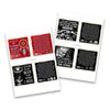 Two printed sticker sheets featuring motivational affirmation cards with celestial and botanical designs in red, black, and white, fanned across white paper with shadows.